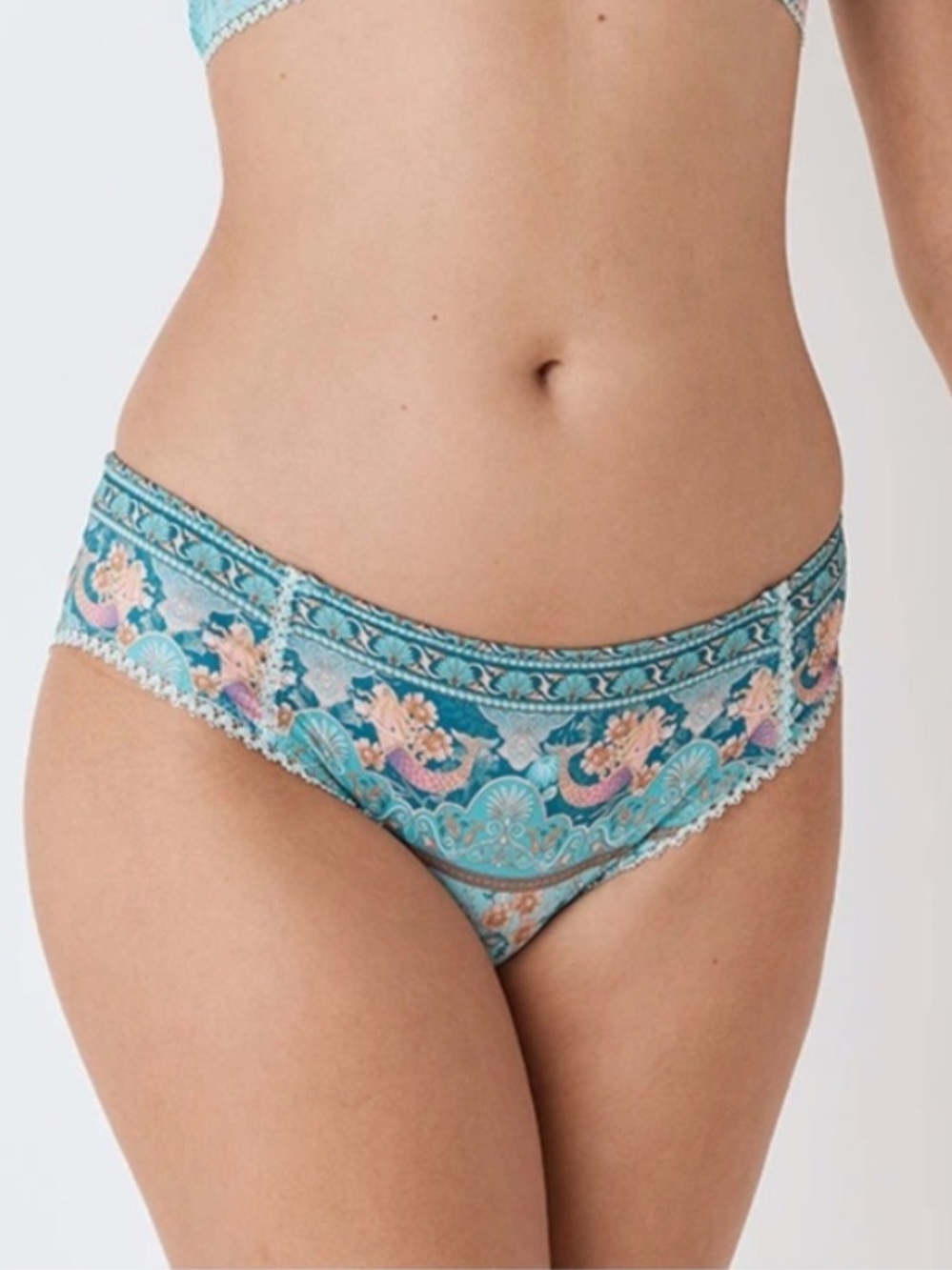Spell Turquoise Mermaid-Print Bikini Briefs